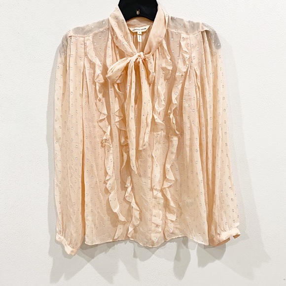 Rebecca Taylor Pink Silk Metallic Dot Clip Top - Picture 5 of 10